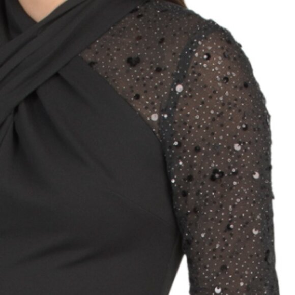 JS COLLECTIONS Short Sleeve Illusion Gown - Picture 3 of 3